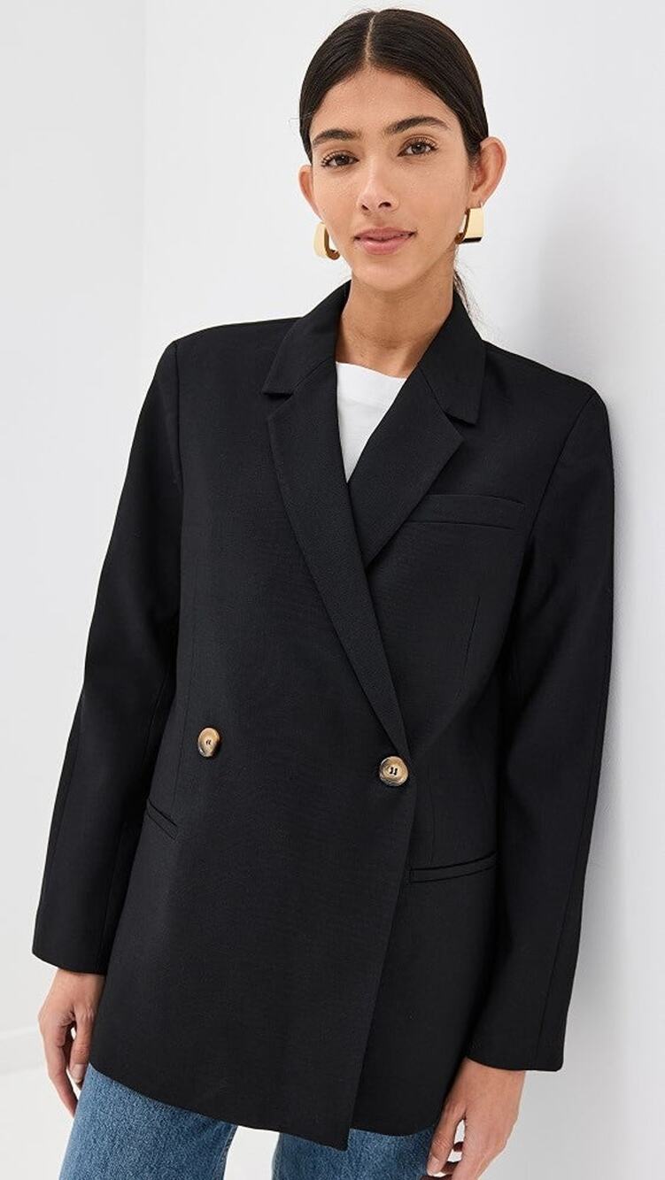 ANINE BING Kaia Double-Breasted Collared Neck Blazer - XS